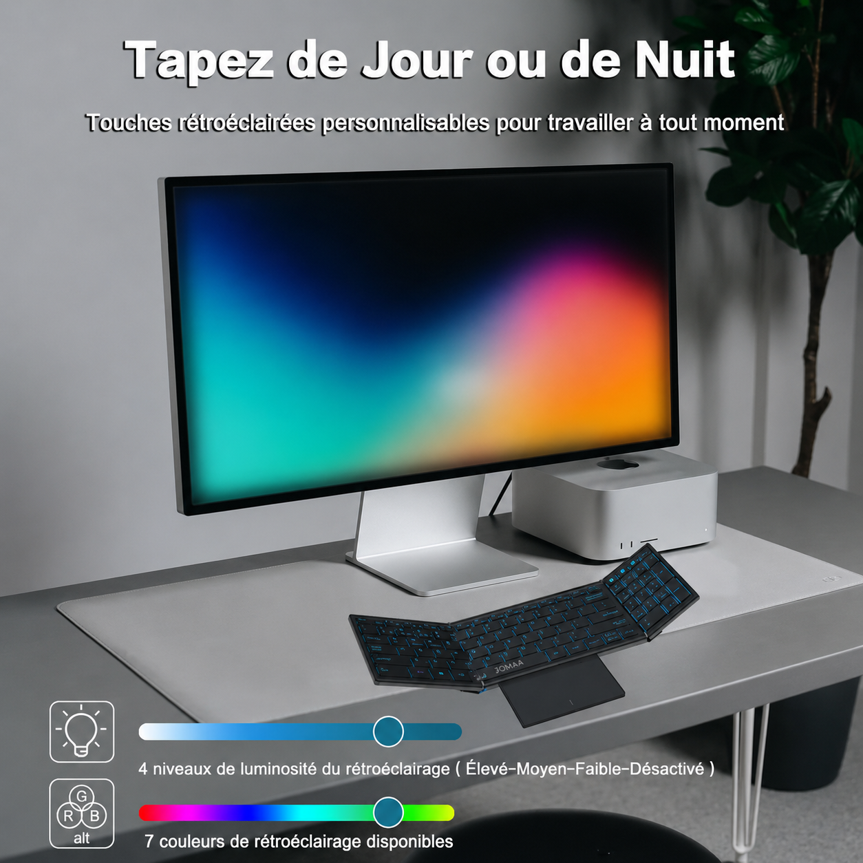 Clavier Pliable Helvora™ FlexKey Pro – Bluetooth, Pavé Tactile & Rétroéclairage