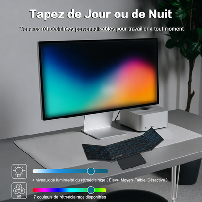 Clavier Pliable Helvora™ FlexKey Pro – Bluetooth, Pavé Tactile & Rétroéclairage