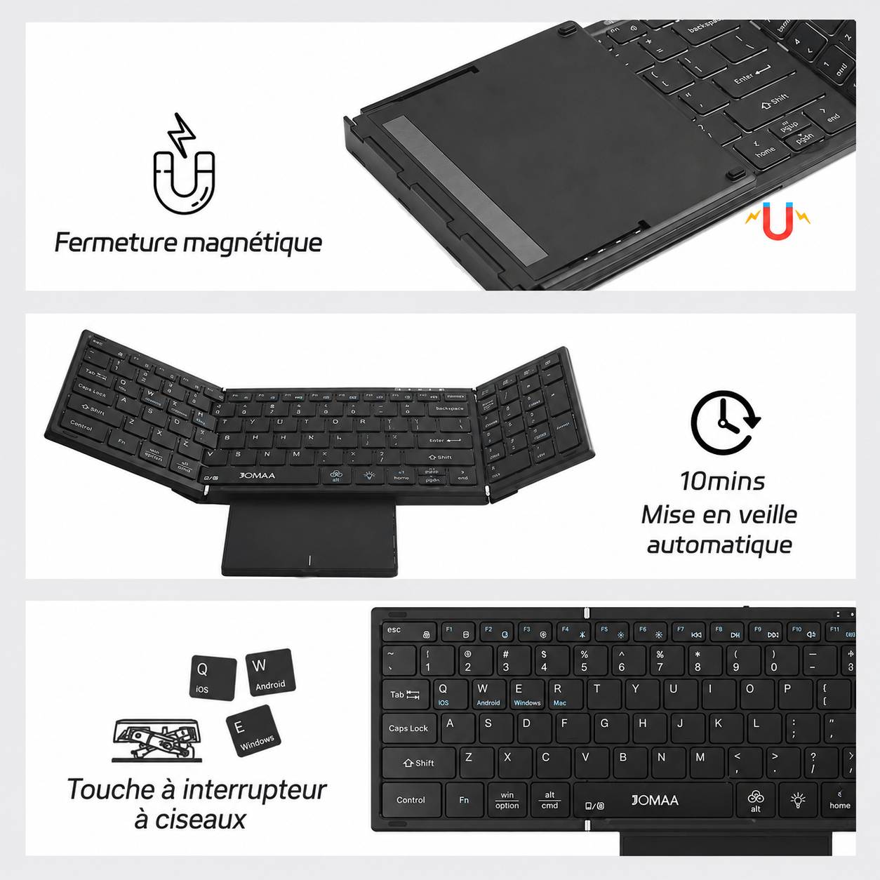Clavier Pliable Helvora™ FlexKey Pro – Bluetooth, Pavé Tactile & Rétroéclairage