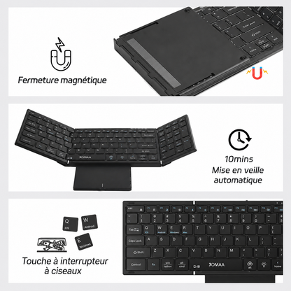 Clavier Pliable Helvora™ FlexKey Pro – Bluetooth, Pavé Tactile & Rétroéclairage