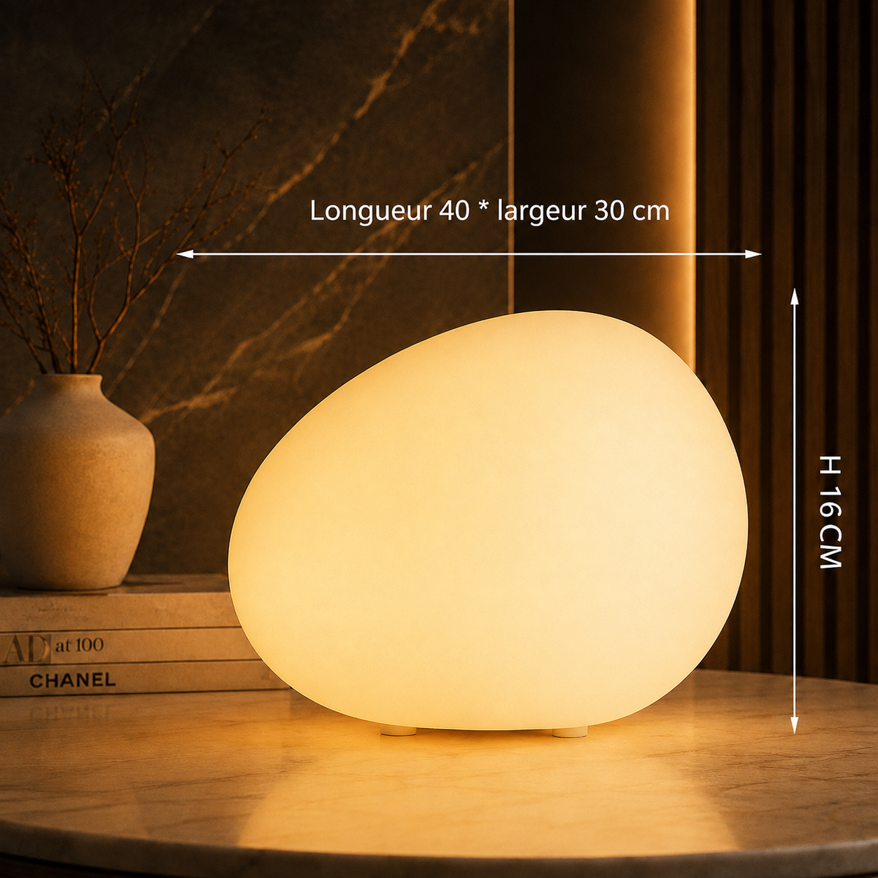 Lampe de Table Helvora™ CobbleGlow – Design Galet & Lumière LED