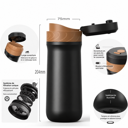 Cafetière à Piston Nomade Helvora PressGo – Isotherme en Acier Inoxydable