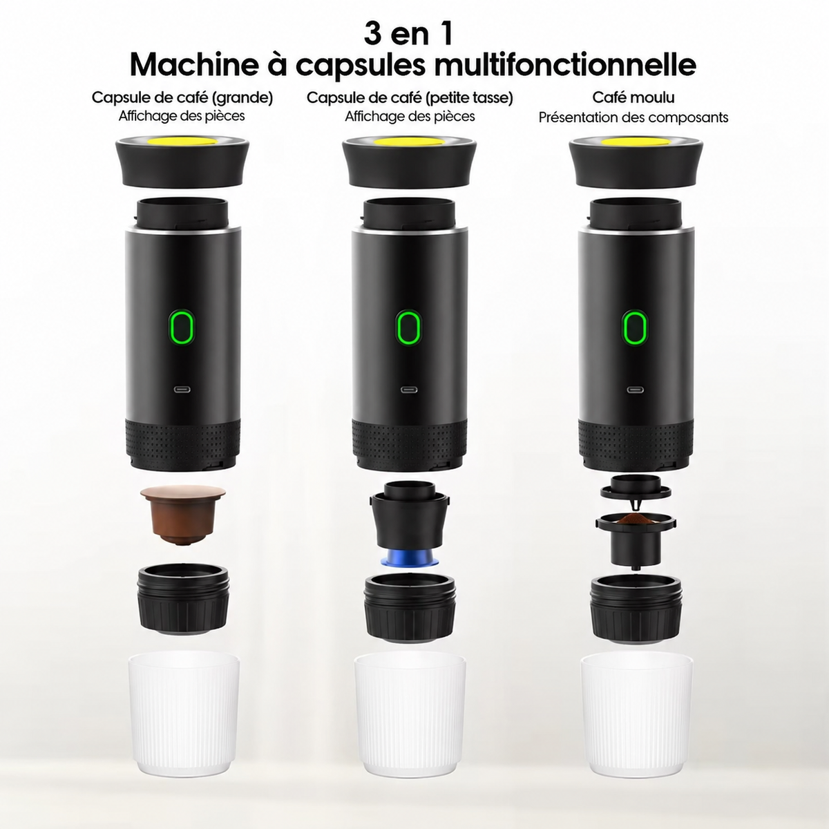 Machine à Expresso Portable Helvora CoffeeGo – Électrique & 3-en-1