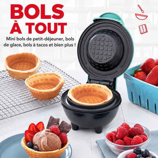 Mini Gaufrier Bol Helvora BowlWaffle – Gaufres à Garnir Sucrées & Salées