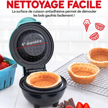 Mini Gaufrier Bol Helvora BowlWaffle – Gaufres à Garnir Sucrées & Salées