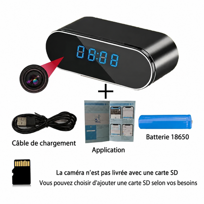 Caméra Horloge Wi-Fi Helvora ClockCam – 1080p, Vision Nocturne & Détection de Mouvement