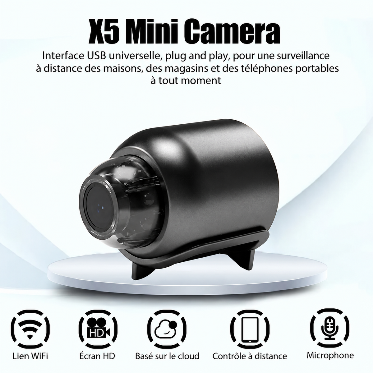 Mini Caméra de Surveillance Helvora MiniGuard – 1080p, Vision Nocturne & Détection de Mouvement