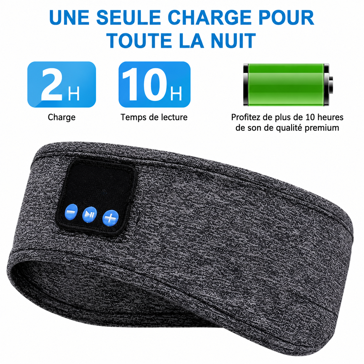 Bandeau Audio de Sommeil Helvora™ DreamBand – Écouteurs Bluetooth Ultra Confort