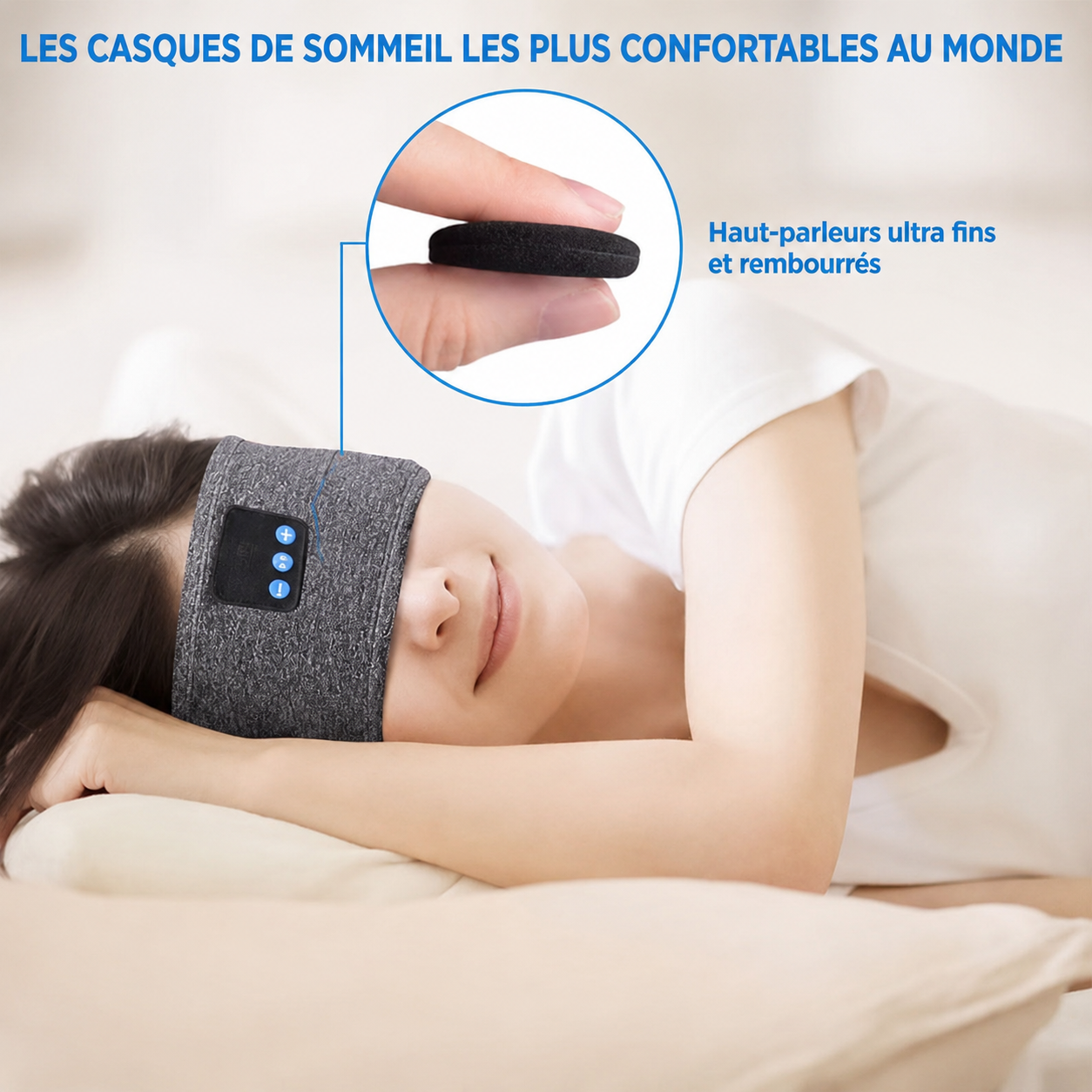 Bandeau Audio de Sommeil Helvora™ DreamBand – Écouteurs Bluetooth Ultra Confort