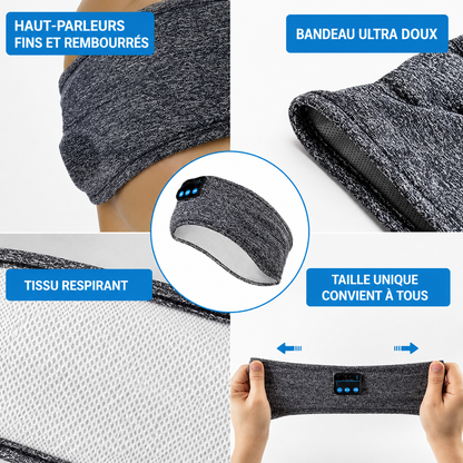 Bandeau Audio de Sommeil Helvora™ DreamBand – Écouteurs Bluetooth Ultra Confort