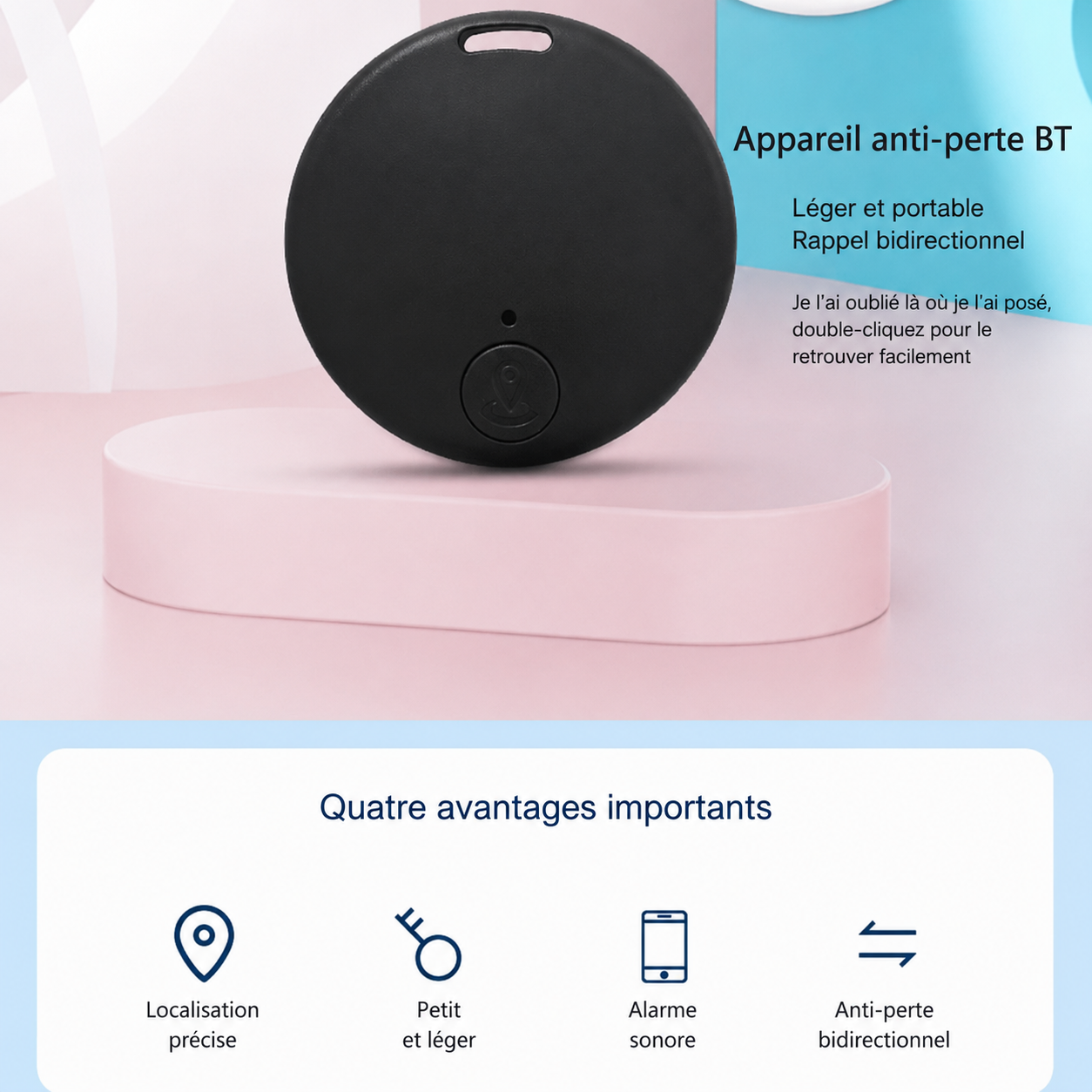 Lot de 3 Mini Traceurs Helvora™ SmartTag – Localisateurs Bluetooth Magnétiques