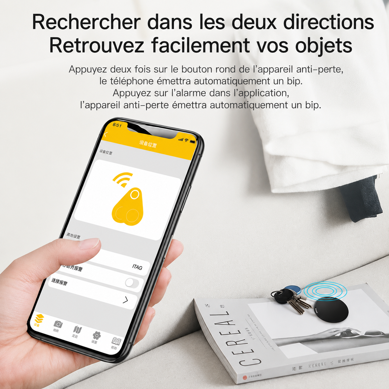 Lot de 3 Mini Traceurs Helvora™ SmartTag – Localisateurs Bluetooth Magnétiques