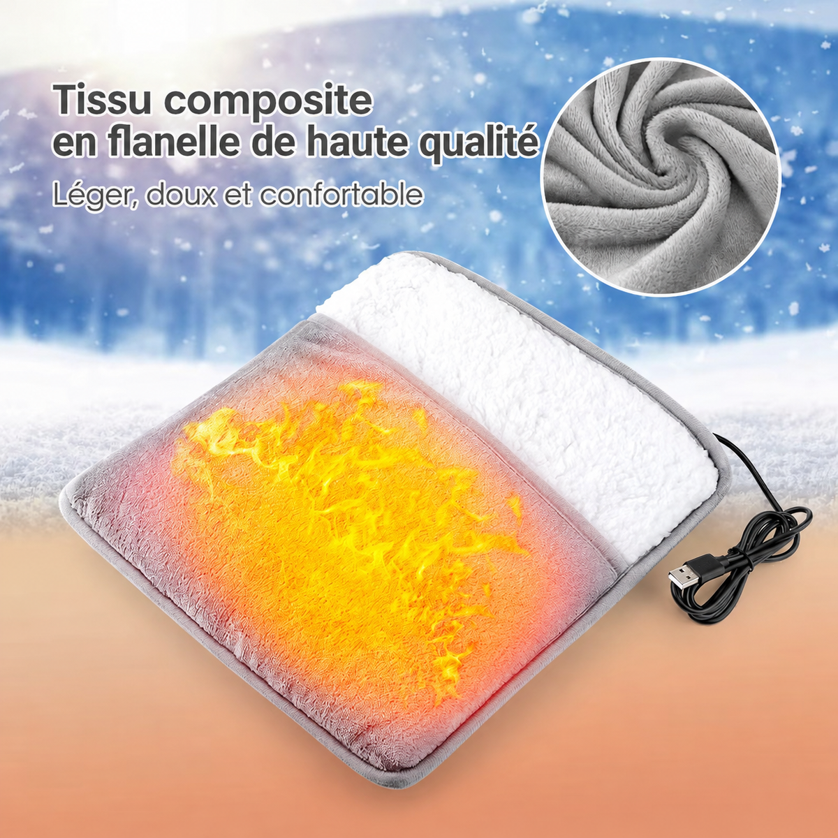 Chauffe-Pieds Électrique Helvora CozyFeet – Peluche Douce & Alimentation USB