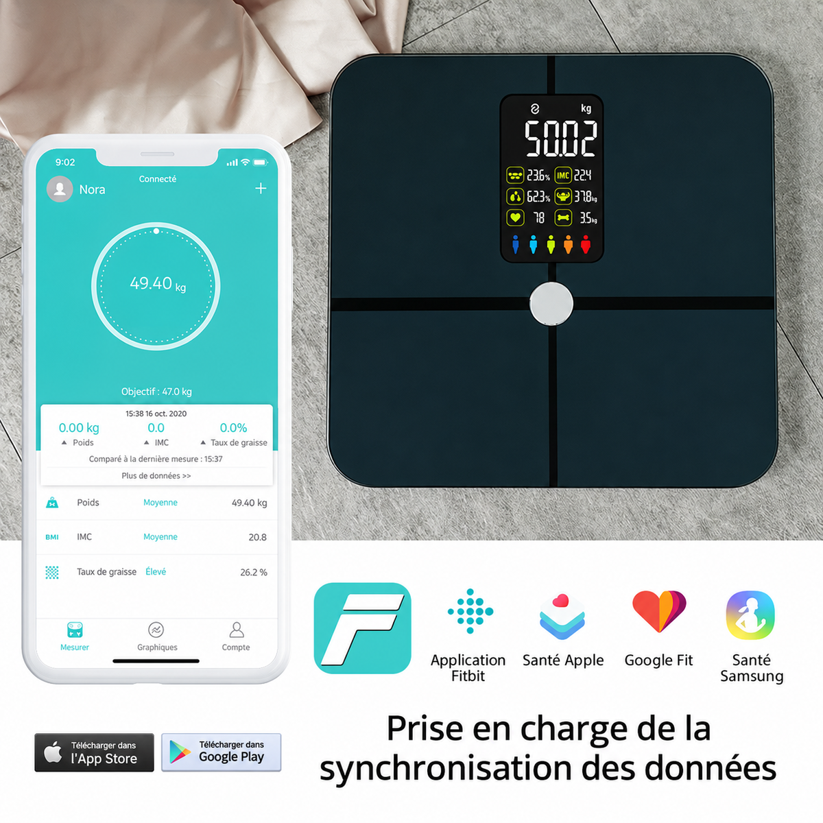 Balance Connectée Helvora SmartBody – Analyse Corporelle & Suivi Fitness