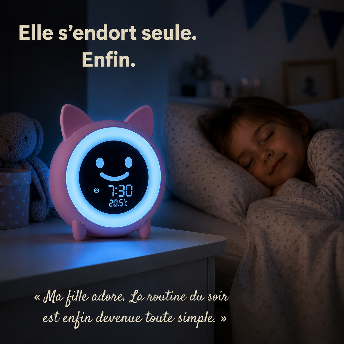 Réveil Éducatif Helvora LumiChat – Veilleuse Jour & Nuit pour Enfant