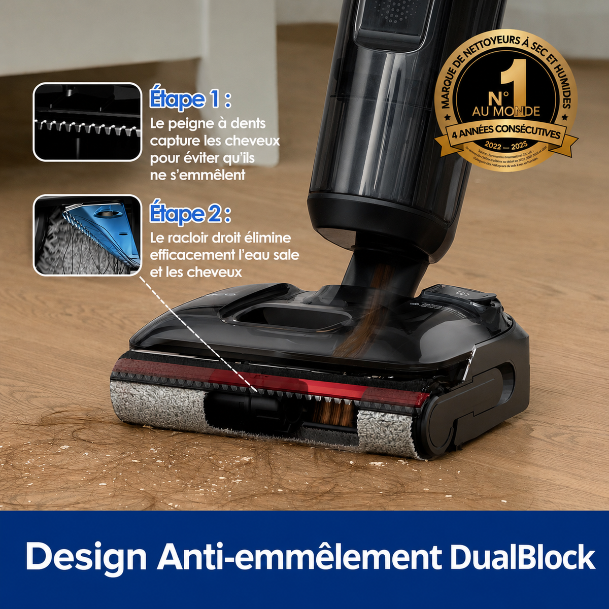Aspirateur Laveur Sans Fil Helvora – Nettoyage Intelligent & Auto-Nettoyant