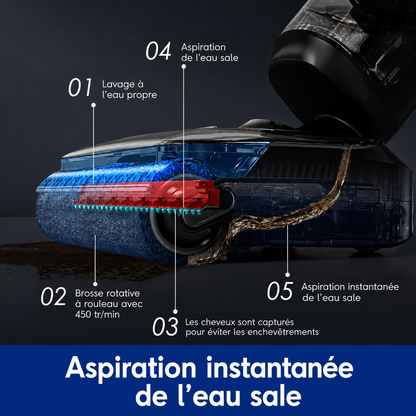 Aspirateur Laveur Sans Fil Helvora – Nettoyage Intelligent & Auto-Nettoyant