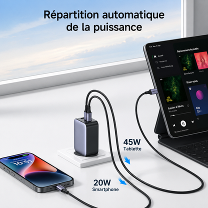 Chargeur USB-C Helvora 65W – Triple Port Charge Rapide