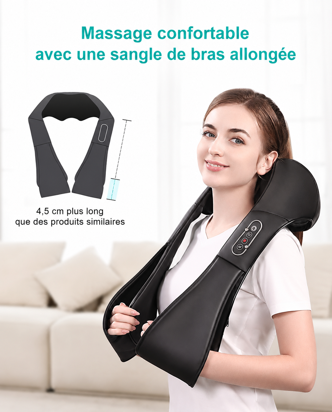 Masseur Shiatsu Helvora™ RelaxPro – Chauffant pour Nuque, Dos & Corps
