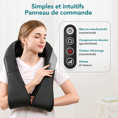 Masseur Shiatsu Helvora™ RelaxPro – Chauffant pour Nuque, Dos & Corps