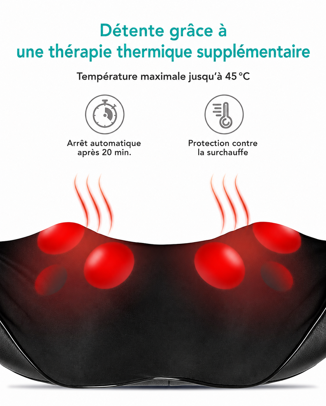Masseur Shiatsu Helvora™ RelaxPro – Chauffant pour Nuque, Dos & Corps