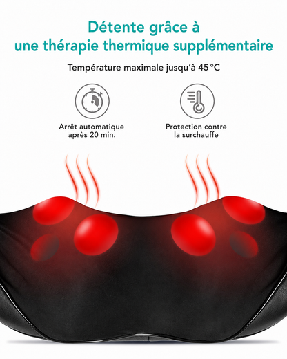 Masseur Shiatsu Helvora™ RelaxPro – Chauffant pour Nuque, Dos & Corps