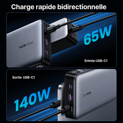 Batterie Externe Helvora™ 25 000 mAh – Charge Rapide 140W