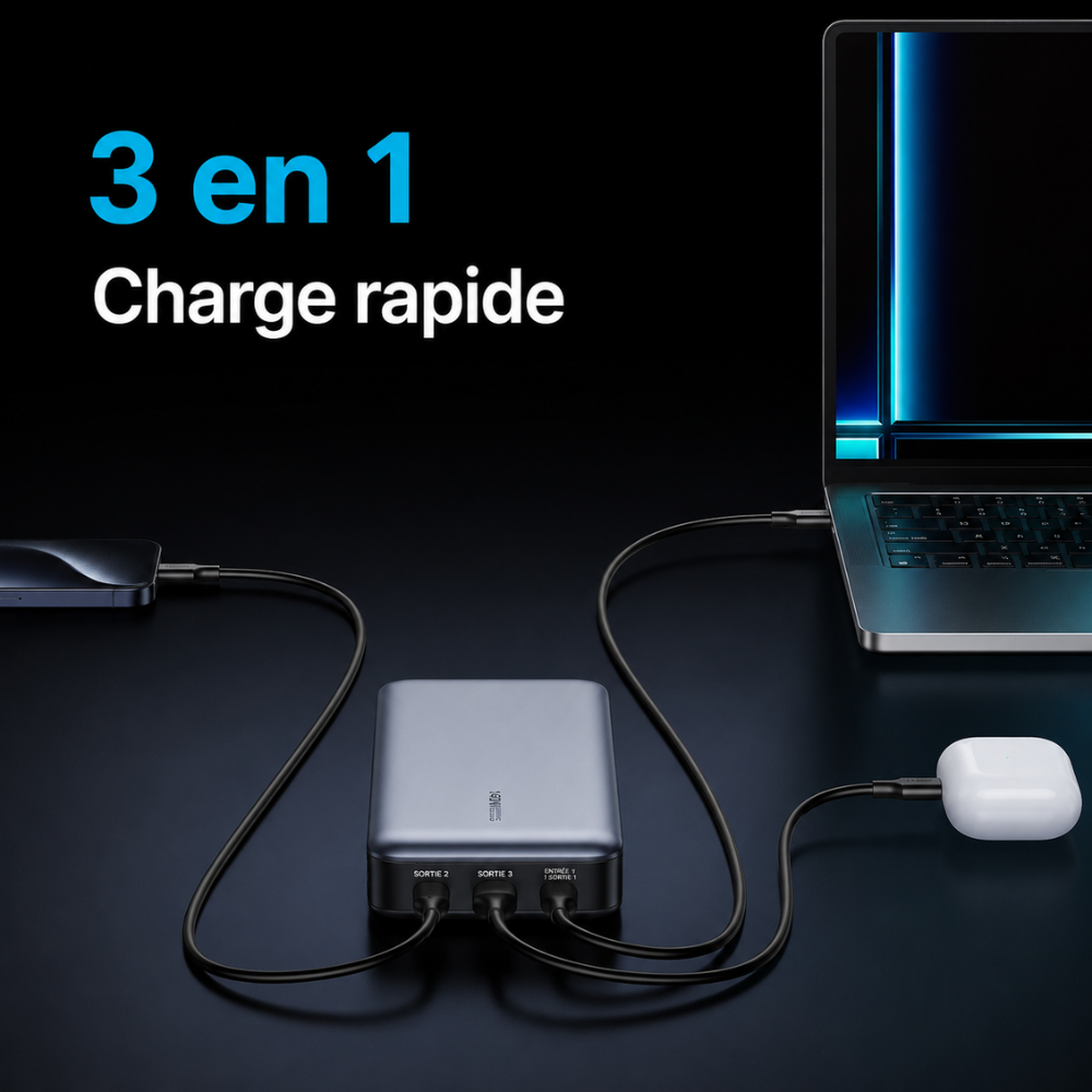 Batterie Externe Helvora™ 25 000 mAh – Charge Rapide 140W
