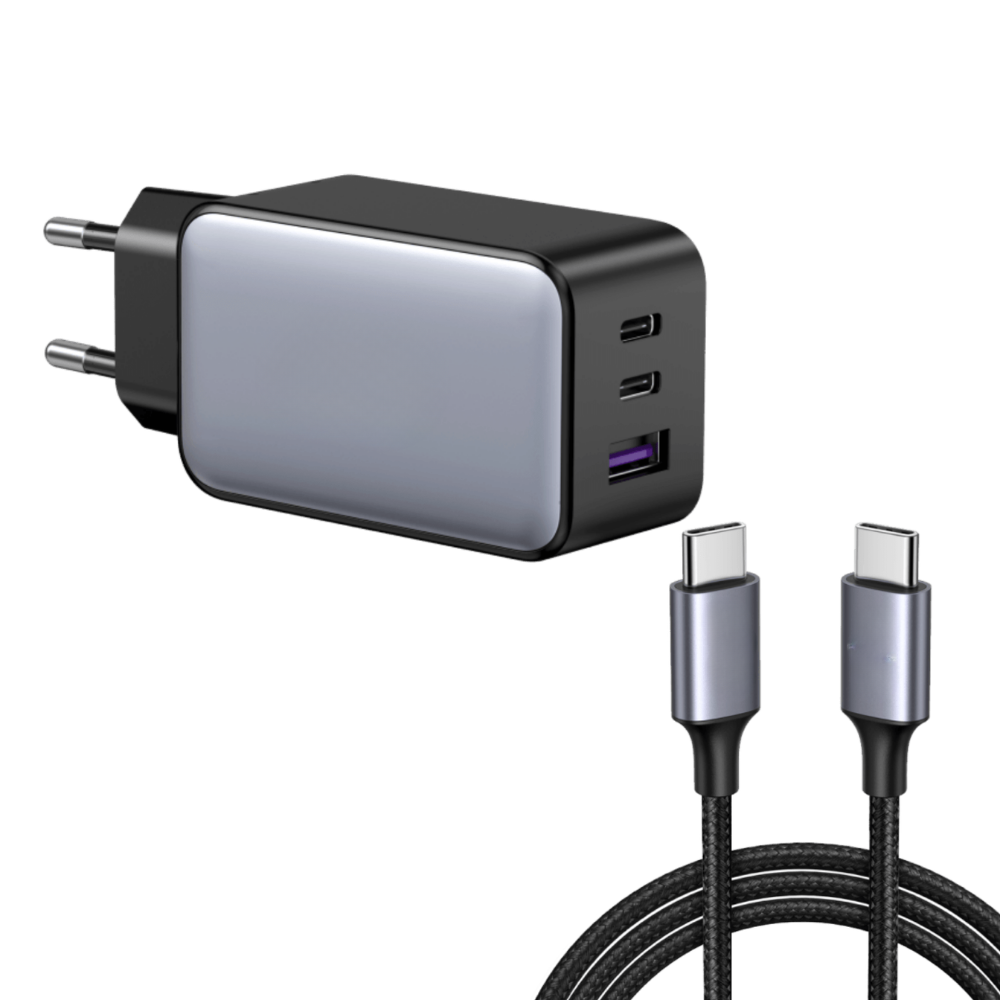 Chargeur USB-C Helvora 65W – Triple Port Charge Rapide