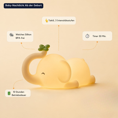 Veilleuse LED Helvora™ Éléphant – Silicone Rechargeable pour Bébé