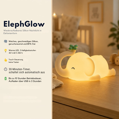 Veilleuse LED Helvora™ Éléphant – Silicone Rechargeable pour Bébé