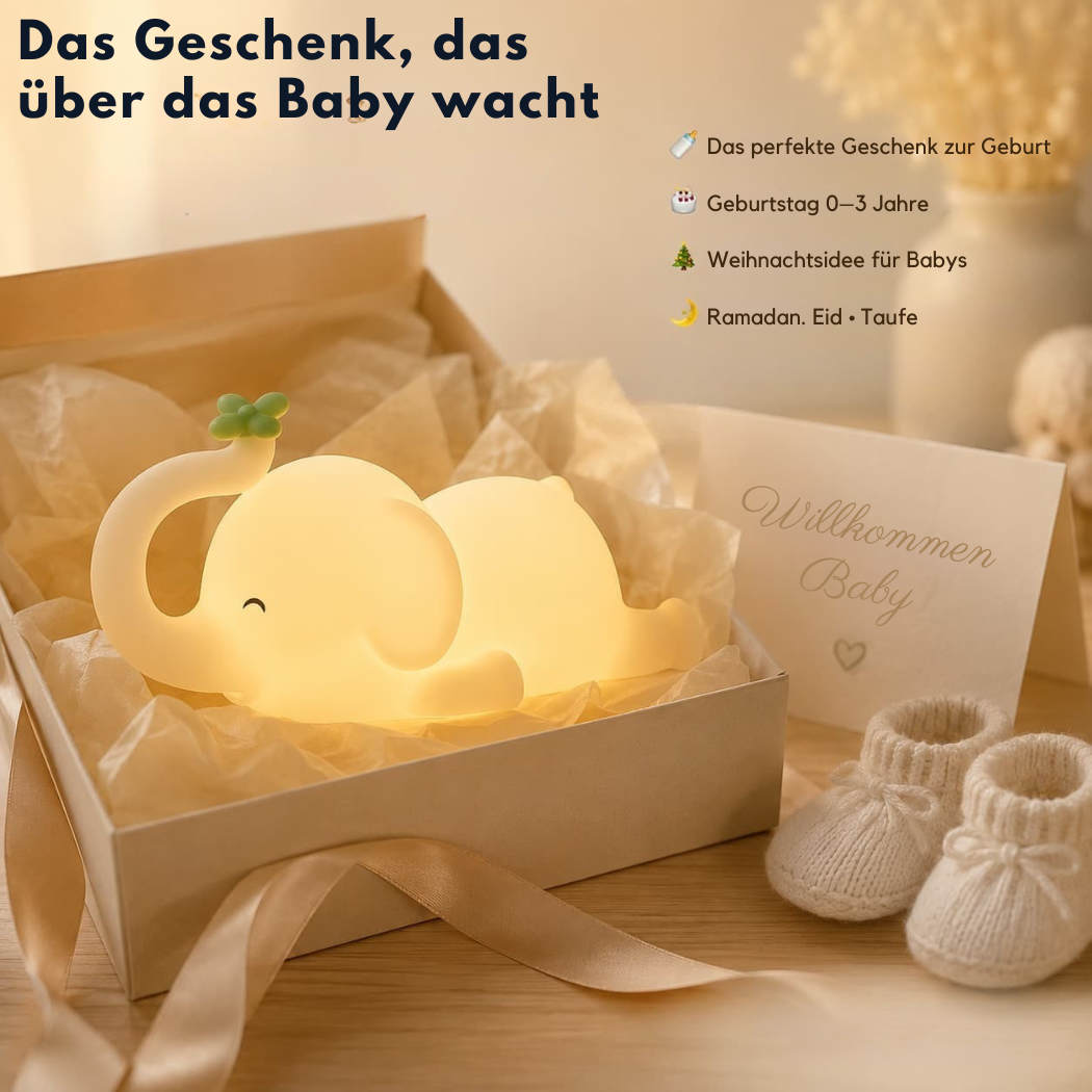 Veilleuse LED Helvora™ Éléphant – Silicone Rechargeable pour Bébé