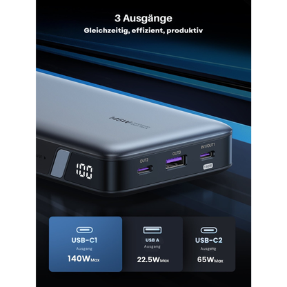Batterie Externe Helvora™ 25 000 mAh – Charge Rapide 140W