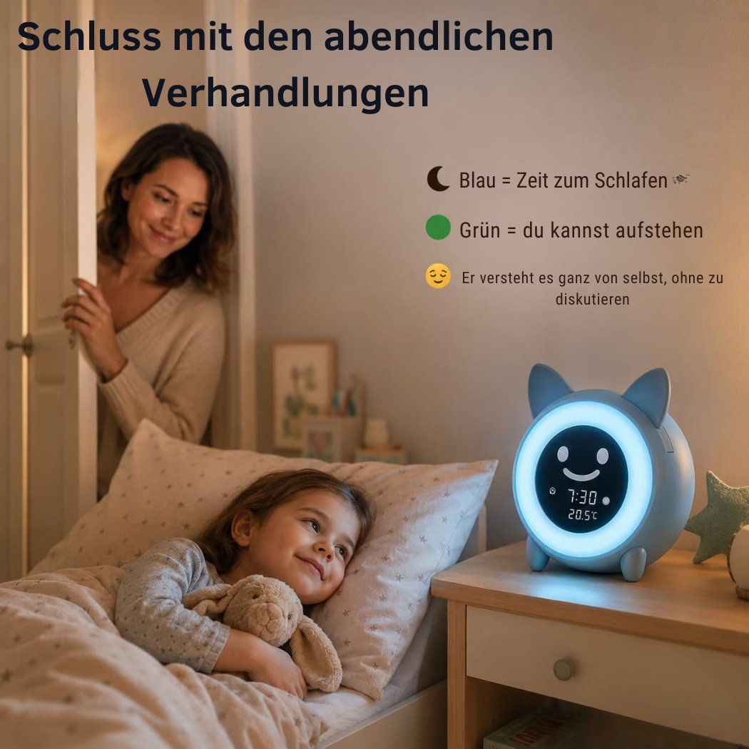 Réveil Éducatif Helvora™ LumiChat – Veilleuse Jour & Nuit pour Enfant