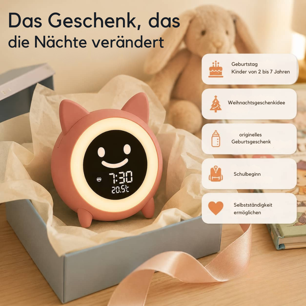 Réveil Éducatif Helvora™ LumiChat – Veilleuse Jour & Nuit pour Enfant
