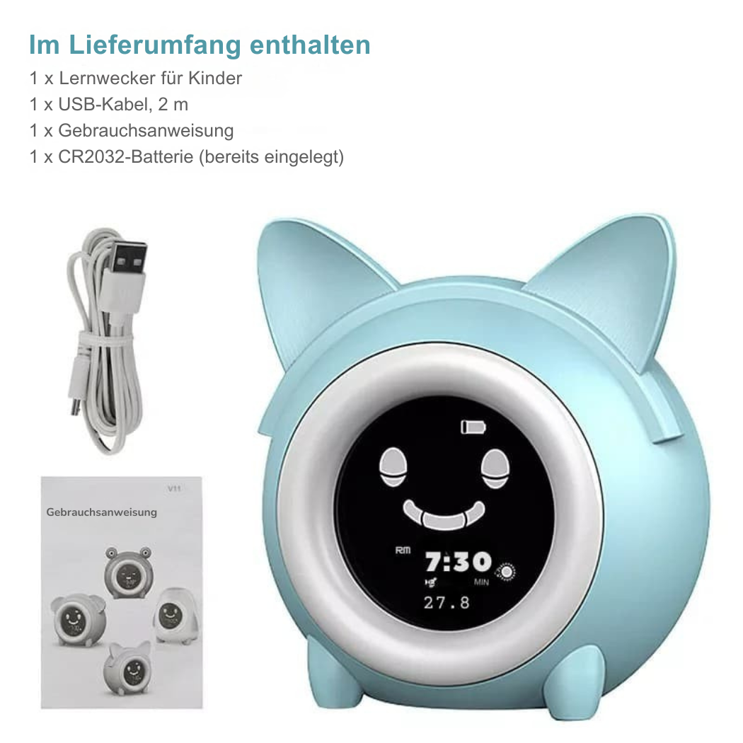 Réveil Éducatif Helvora™ LumiChat – Veilleuse Jour & Nuit pour Enfant