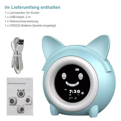 Réveil Éducatif Helvora™ LumiChat – Veilleuse Jour & Nuit pour Enfant