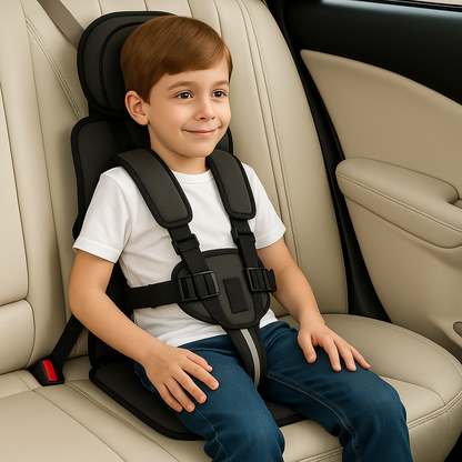 Tragbarer Kindersitz fürs Auto mit 5-Punkt-Gurt und Befestigung mit Sicherheitsgurt
