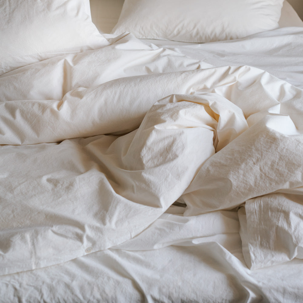 Housse de couette en percale de coton - Blanc Craie