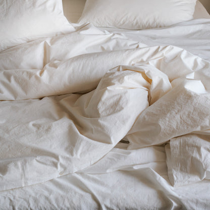 Housse de couette en percale de coton - Blanc Craie