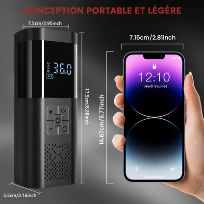 Compresseur Portable Helvora AirPump 12V – Gonfleur de Pneus avec Écran Numérique