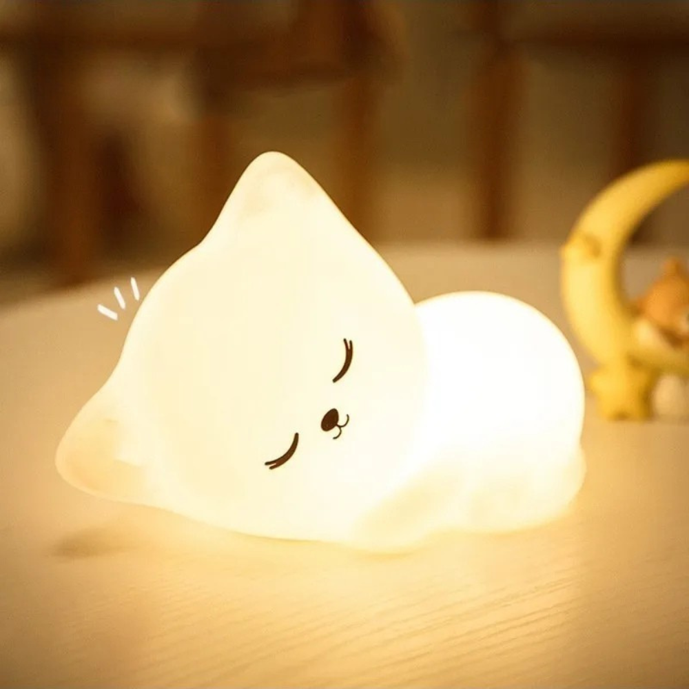 Veilleuse Chat LED Helvora NekoGlow – 7 Couleurs & Silicone Souple