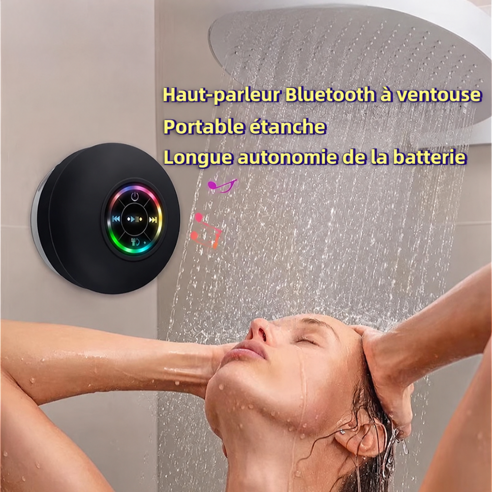 Enceinte Bluetooth Helvora AquaBeat – IPX4, Ventouse & Lumière LED