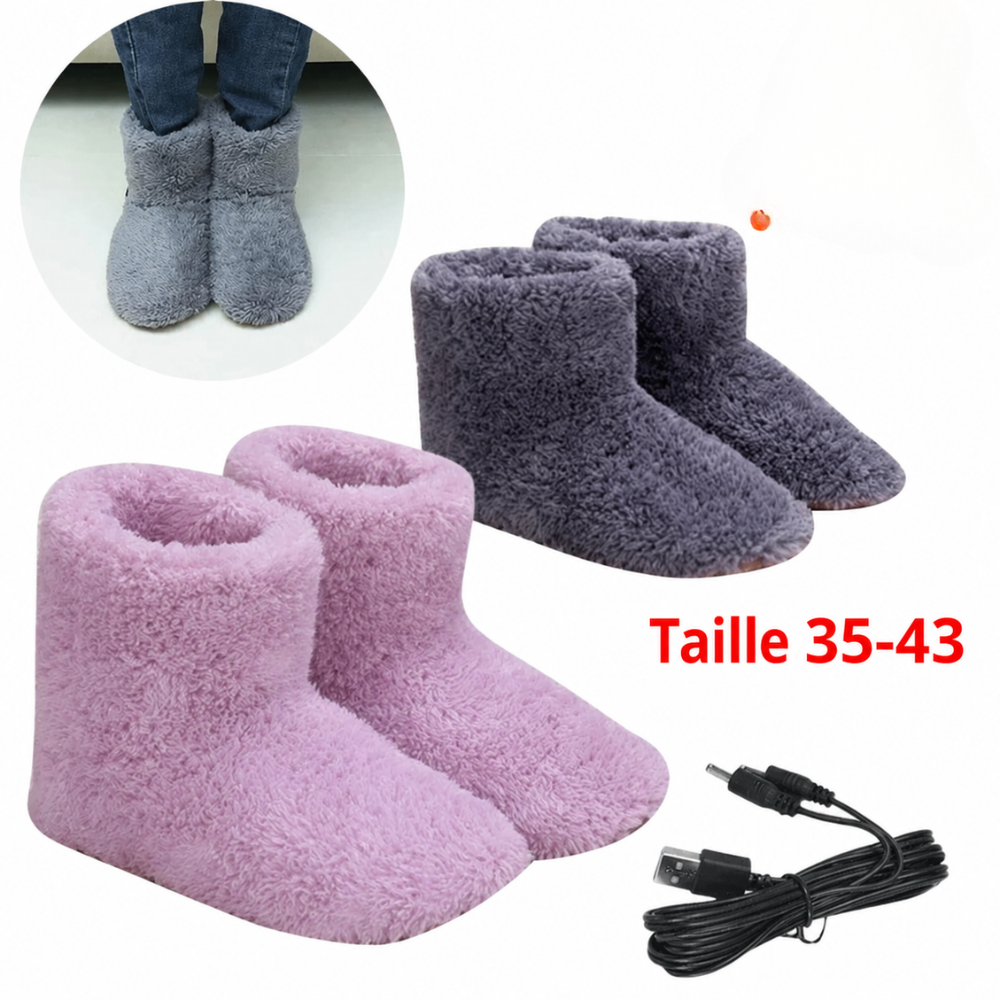 Chaussures Chauffantes Helvora WarmStep – Chaussons Électriques en Peluche