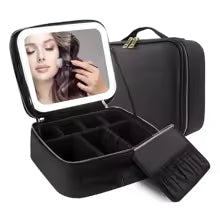 Trousse de Maquillage LED Helvora GlowCase – Miroir Lumineux & 3 Teintes Réglables