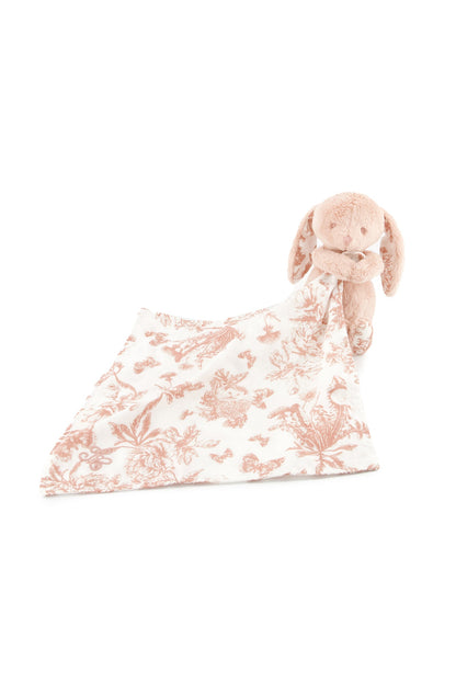 Augustin le Lapin Doudou imprimé inspiration Toile de Jouy rose