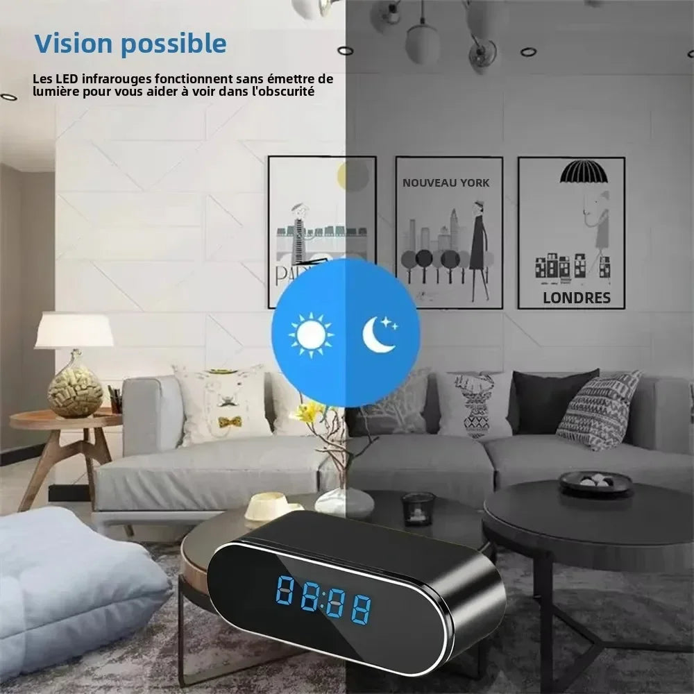 Caméra Horloge WiFi Mini Avec Vision Nocturne