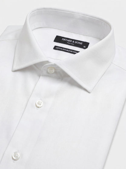 Chemise habillée non-iron Regular en twill de coton uni blanc