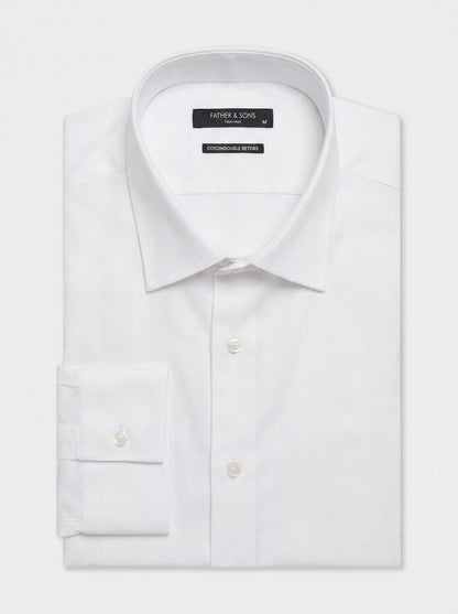 Chemise habillée non-iron Regular en twill de coton uni blanc
