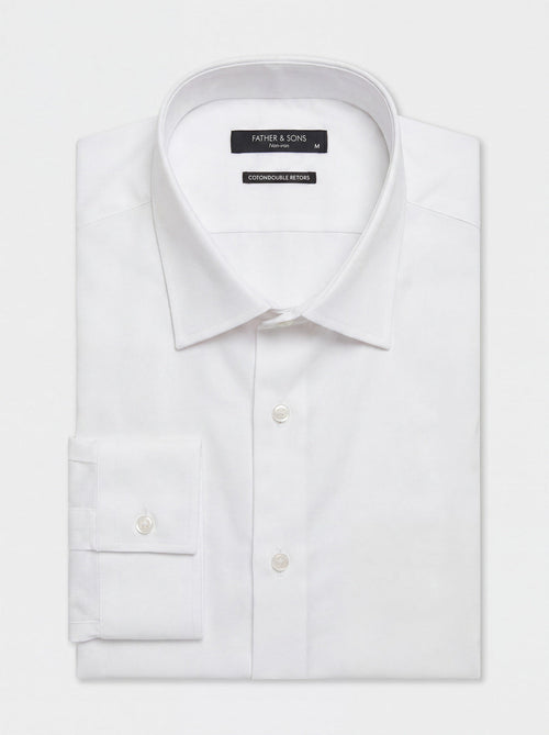 Chemise habillée non-iron Regular en twill de coton uni blanc
